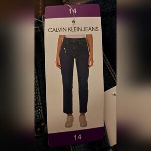 CALVIN KLEIN JEANS brand new SIZE 14 straight leg DARK BLUE womans